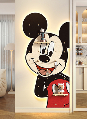 简约米奇玄关置物装饰画入户洞洞板走廊过道挂画带灯光背景墙壁画