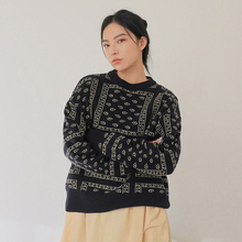 现货韩国stylenanda秋季宽松圆领套头花色羊毛针织衫制作商品