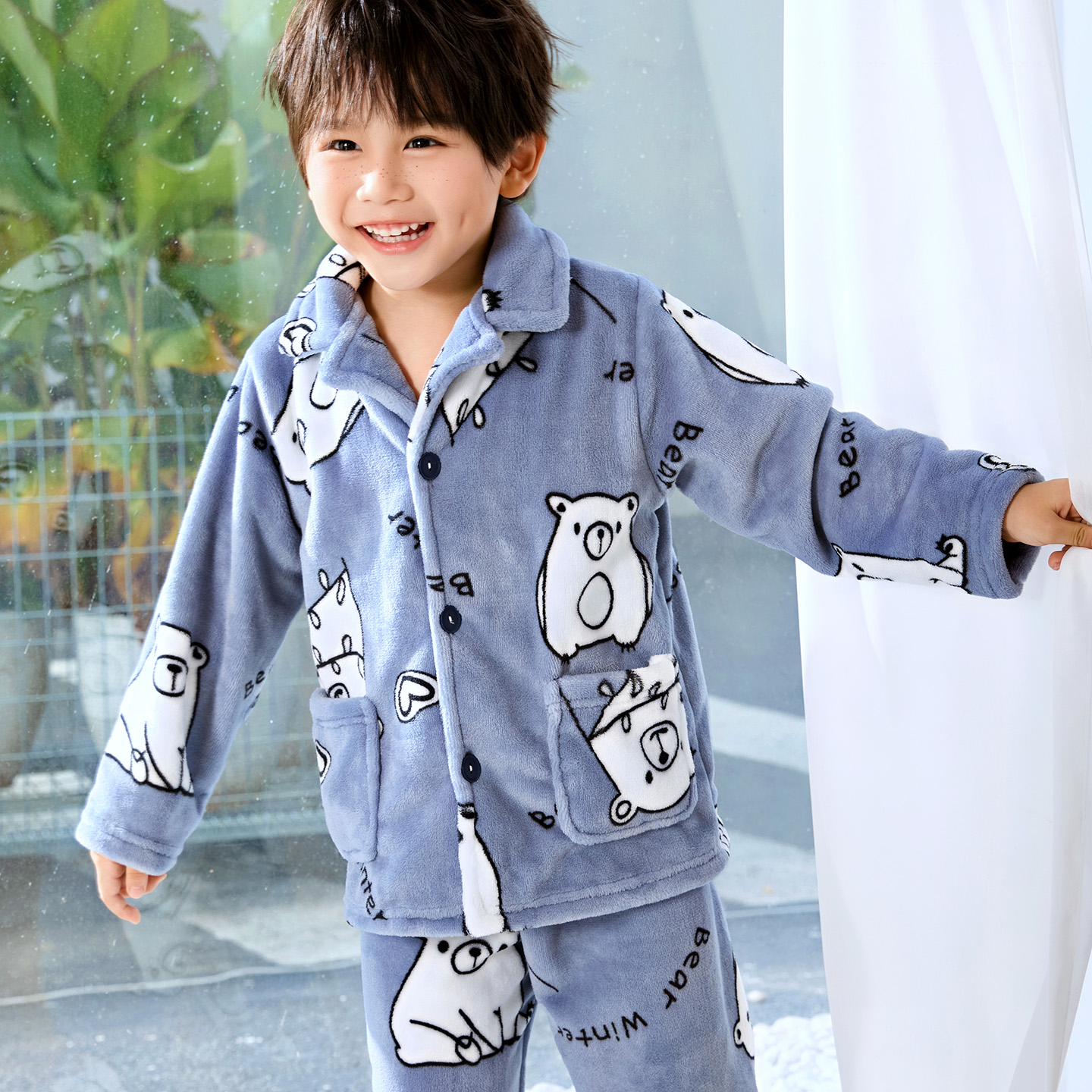 男童珊瑚绒睡衣/加厚保暖