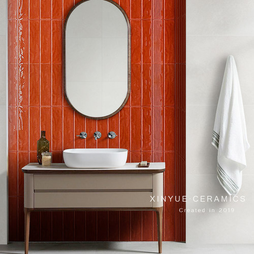 北欧厨房卫生间红色瓷砖