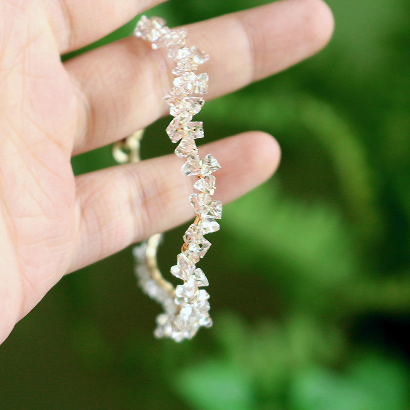 『冰雪寒霜』自制/设计仙气复古造型冰棱奥地利人造水晶波浪手镯