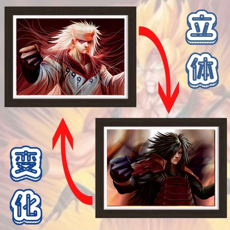 火影忍者因陀罗/斑立体画裸眼3d渐变挂画摆件实木框壁画wizyakuza