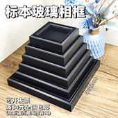 纯黑玻璃中空相框镜面昆虫蝴蝶标本植物手工DIY材料正方形框摆台