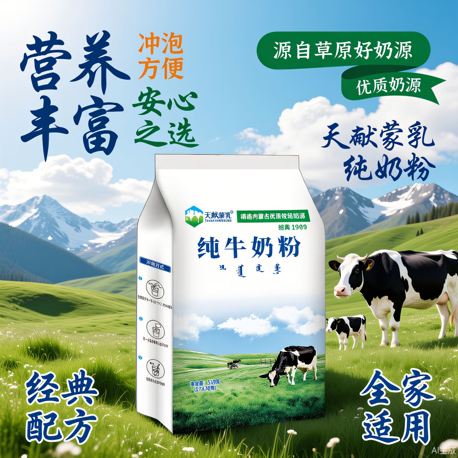 内蒙古国产老式纯牛奶粉510g独立小包装无蔗糖儿童上班族中老年