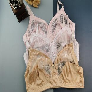 90D95CD100CD105D全罩杯无胸垫半透明超薄蕾丝文胸大杯大码内衣