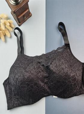 85E带钢托大罩杯大胸MM内衣夏季防走光抹胸内衣黑色蕾丝T恤bar