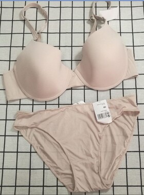 大罩杯光面模杯文胸三角套装可拆肩带欧美内衣肤色75CD808590D