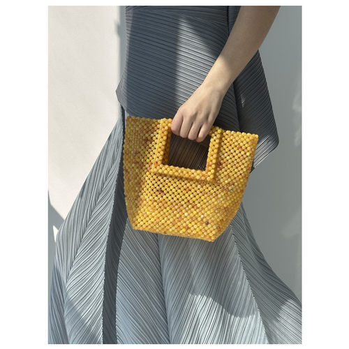 【CILI CLUTCH 】蜜蜡石纹 手工串珠创意自制大方手提包