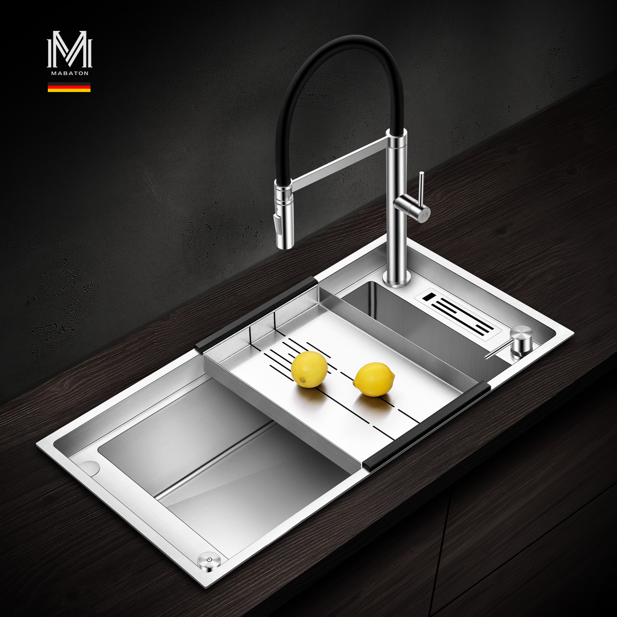 曼巴顿厨房304不锈钢手工水槽