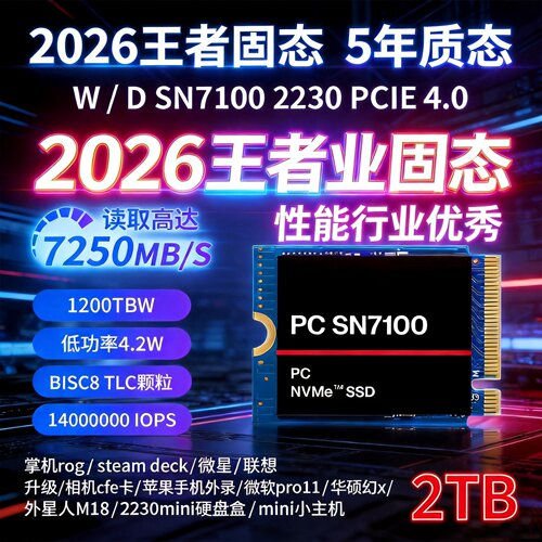 西数SN71002T2230固态pro12