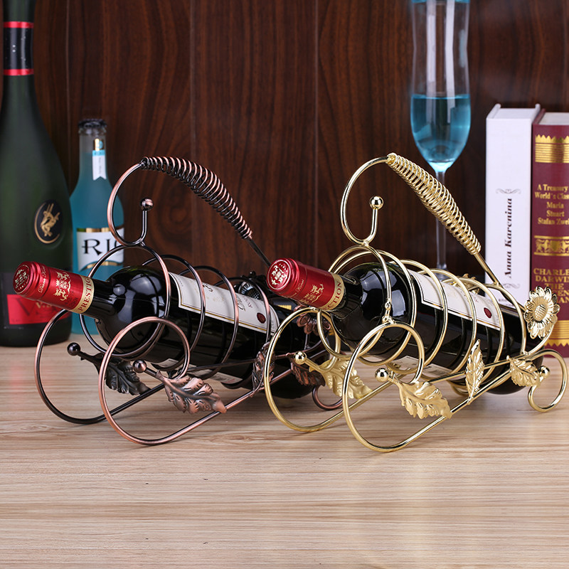 包邮欧式家居时尚客厅酒柜摆件创意红酒架摆件铁艺葡萄酒架酒瓶架
