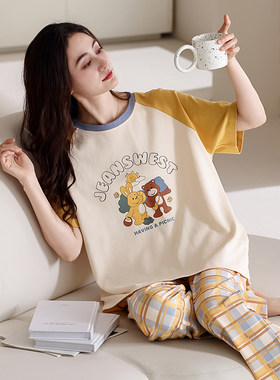 长裤纯棉家居服套装夏季韩版宽松