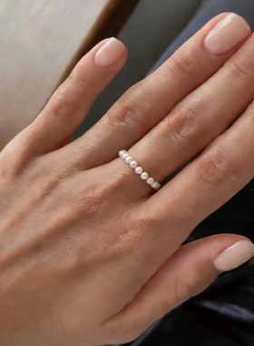 极细天然珍珠戒指简约款气质戒指时尚款精致高级设计感优雅食指戒