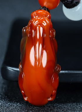 天然正品四川凉山南红玛瑙貔貅吊坠挂件把件招财进宝男女款P240号