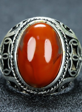 天然戒圈男女款凉山南红玛瑙