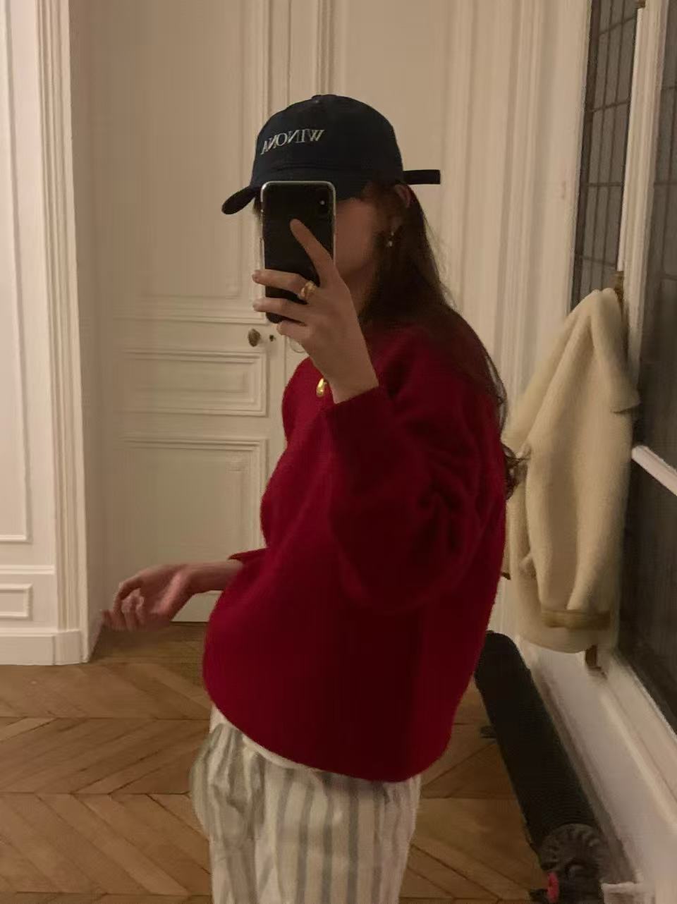 韩国东大门代购Ounce2025冬新款纯色新年简约百搭圆领套头针织衫