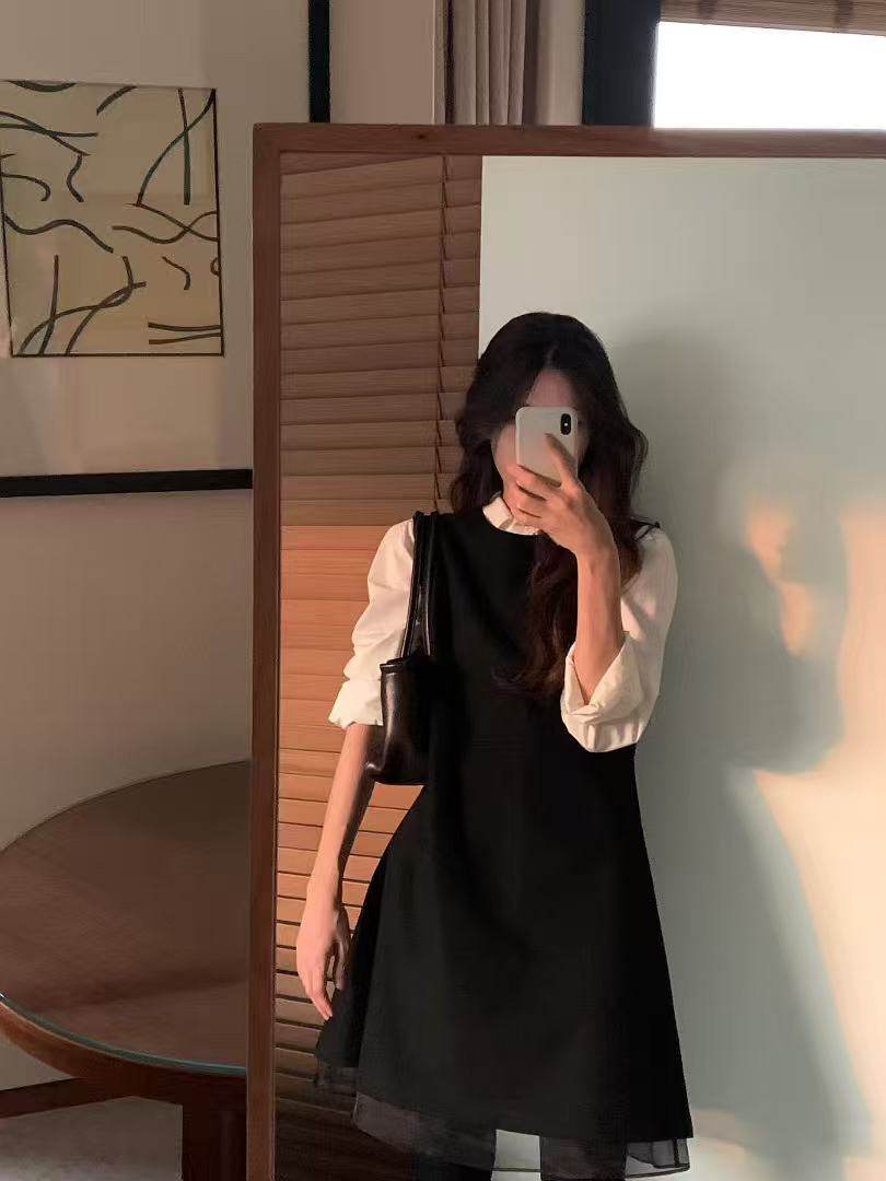 韩国东大门代购Ounce2026春季新款气质甜美时尚百搭小黑裙连衣裙