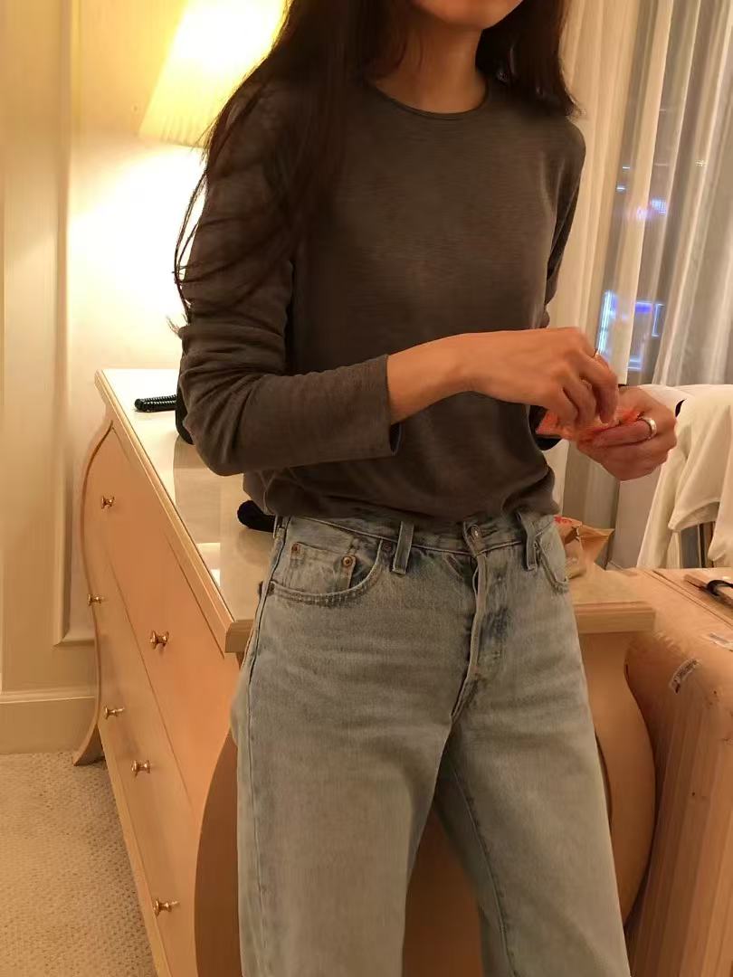 韩国东大门Ounce2025冬季新款纯色简约百搭气质圆领打底衫