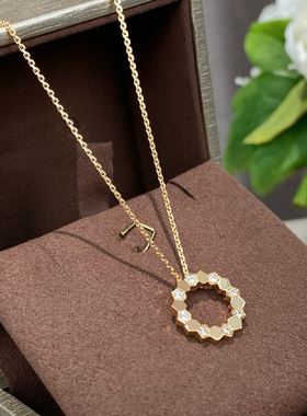 高级！白兔家高品质蜂巢花环项链精工优雅通勤名媛老钱风首饰镶钻