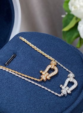 白兔家高品质！纯银马蹄扣金银两色锁骨项链高级百搭925通勤优雅