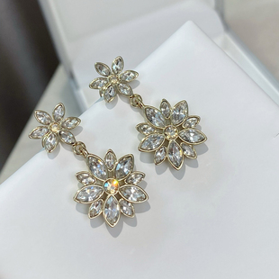 璀璨 细节控太阳花马眼水钻耳钉环项链珍珠优雅女 白兔家高品质