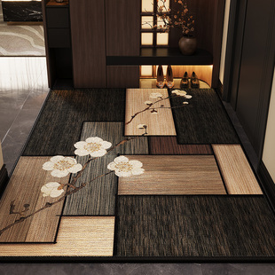 新款 圈绒进门地垫入户地毯客厅可擦洗耐脏防滑可定制 高级感新中式