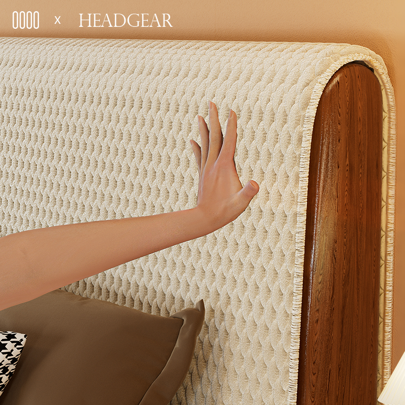 2023年新款高档床头罩冬季加厚通用木头床头被软包盖布床靠背罩套