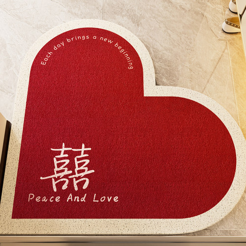 结婚红色入户门丝圈地垫防尘地毯