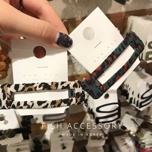 韩国东大门发饰 长方形简约镂空豹纹发夹女发卡边夹刘海夹 ins热卖