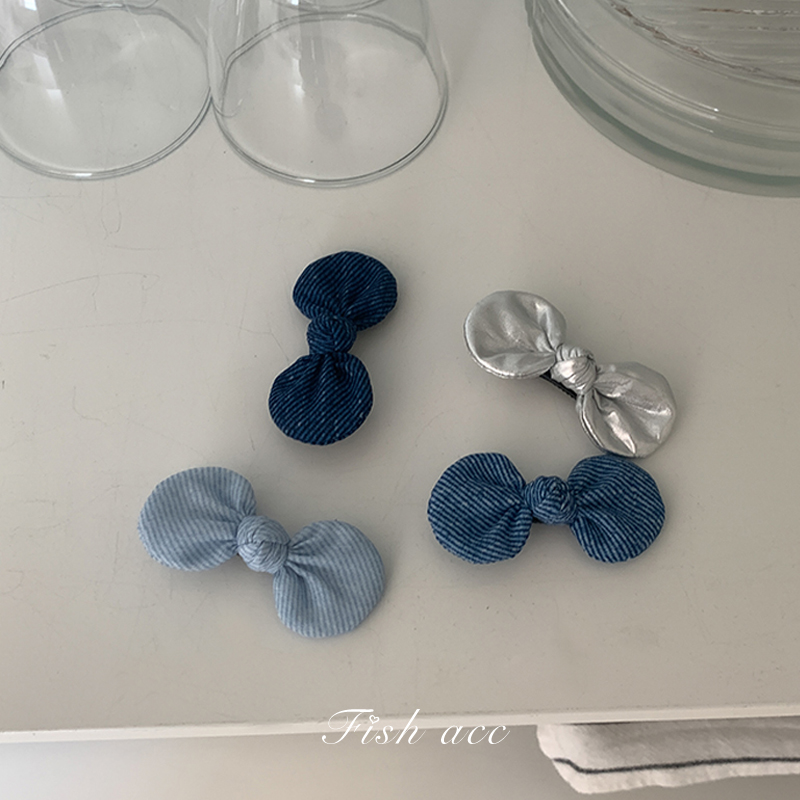 韩国可爱牛仔蓝布艺蝴蝶结发夹