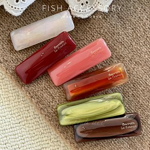 年糕条新色 边夹鸭嘴刘海夹 韩国进口France小金标发夹可爱法式