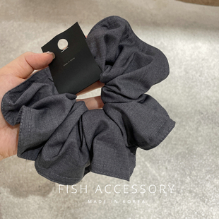 韩国进口简约素雅灰色发圈小众设计百搭大肠圈气质优雅大号头绳