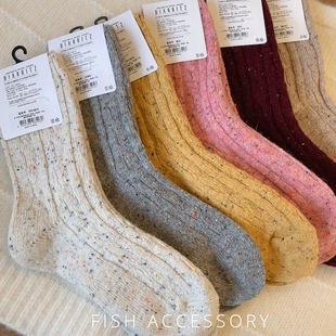 韩国东大门进口秋冬加厚羊毛棉袜彩色花线保暖毛线袜圣诞袜女袜子