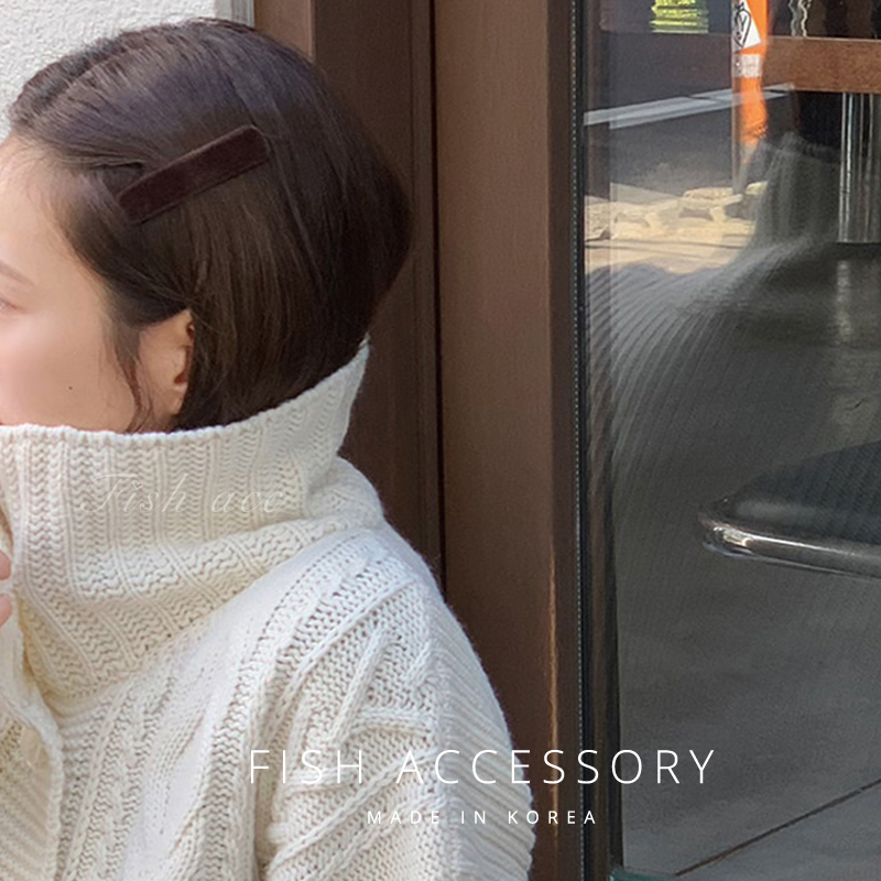 法式简约气质长方形绒面发夹