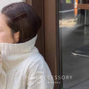 韩国进口ins博主同款 简约气质刘海夹长方形绒面边夹BB夹 发夹法式