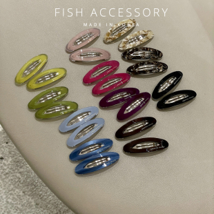 韩国进口France金标边夹法式 质感醋酸小椭圆一对BB夹小巧刘海发夹