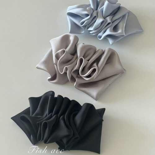 韩国褶皱花苞缎弹簧夹马尾发夹