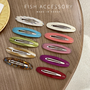 韩国进口发夹彩色缤纷发卡赵露思同款 边夹甜美椭圆BB夹刘海发夹女