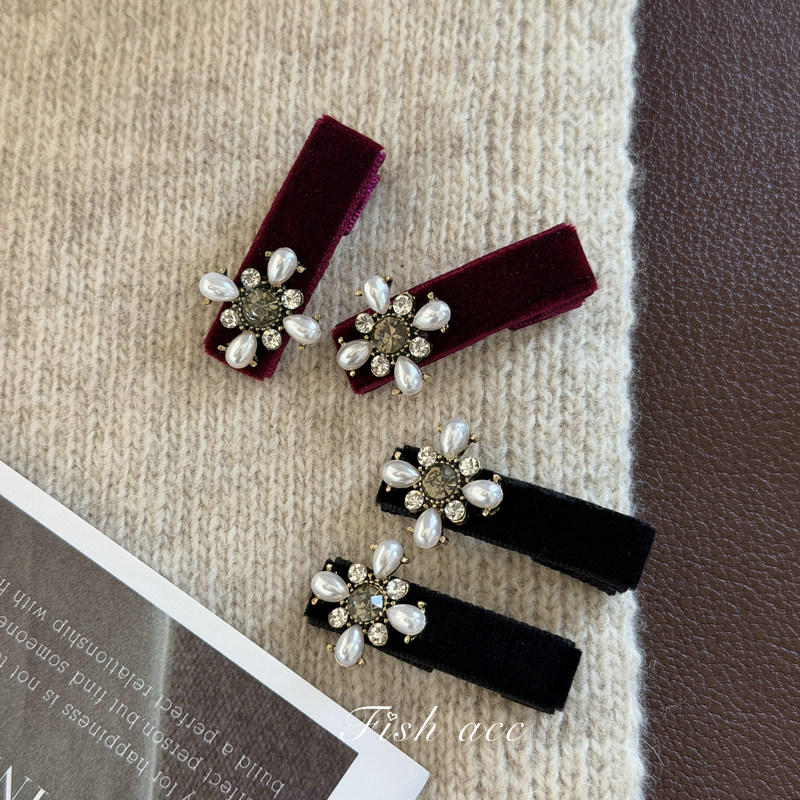 韩国进口精致小巧丝绒闪钻满天星珍珠小发夹边夹鸭嘴夹刘海侧边夹,饰品/流行首饰/时尚饰品新,发饰,淘宝优惠券,粉丝福利购,淘宝优惠卷