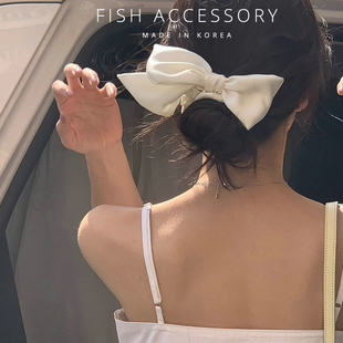 韩国进口ins博主同款 气质优雅黑白缎面大蝴蝶结发圈发绳肠圈