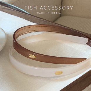 韩国进口春夏小清新头箍透感马卡龙糖果色头饰小金标带齿细边发箍