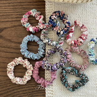 韩国进口春夏新品 肠圈小清新温柔甜美马尾发绳小碎花弹力布艺发圈