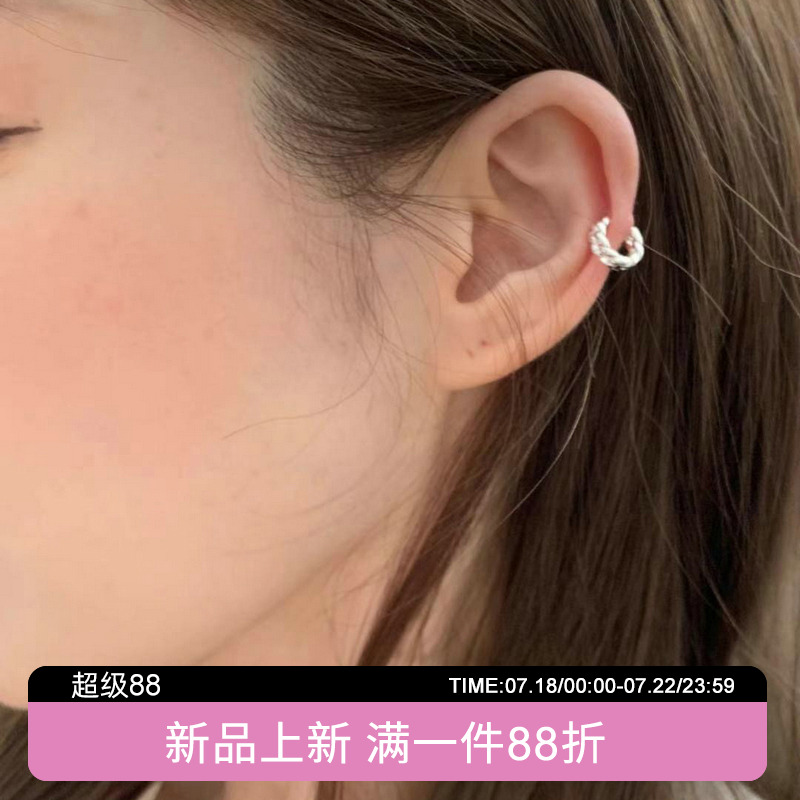韩国精致气质小链条镂空银色耳环