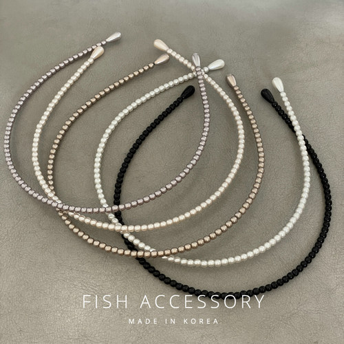 气质温柔纤细珍珠好弹力发箍