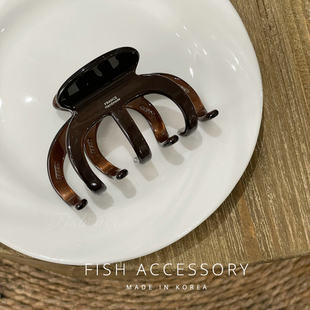 加大号容量 复古气质抓夹巧克力双面加厚带齿盘发夹 韩国进口法式