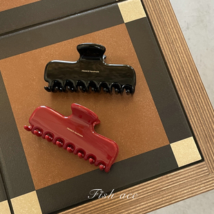 韩国进口France金标法式 盘发抓夹鲨鱼夹 加厚酒红色jennie泰妍同款