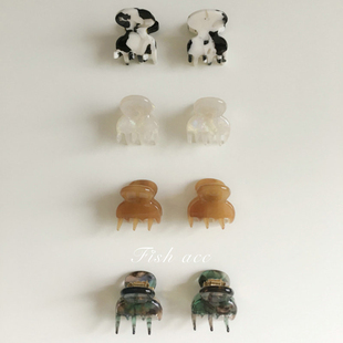 韩国进口精致迷你奶牛纹花色小号发抓发夹复古气质碎发刘海小抓夹