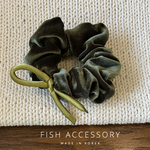 韩国进口秋冬法式 细腻高级感丝绒蝴蝶结肠圈马尾发圈盘发头绳