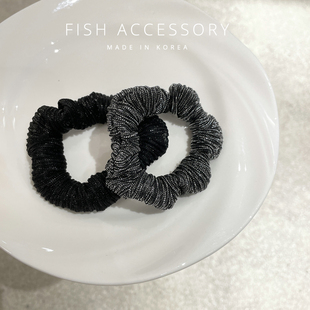 韩国进口基础日常款 皮筋亮丝闪闪发绳褶皱纱小发圈丸子头轻奢肠圈