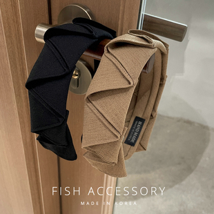 韩国进口法式 头箍高级感布艺设计感折叠层次感宽边气质发箍